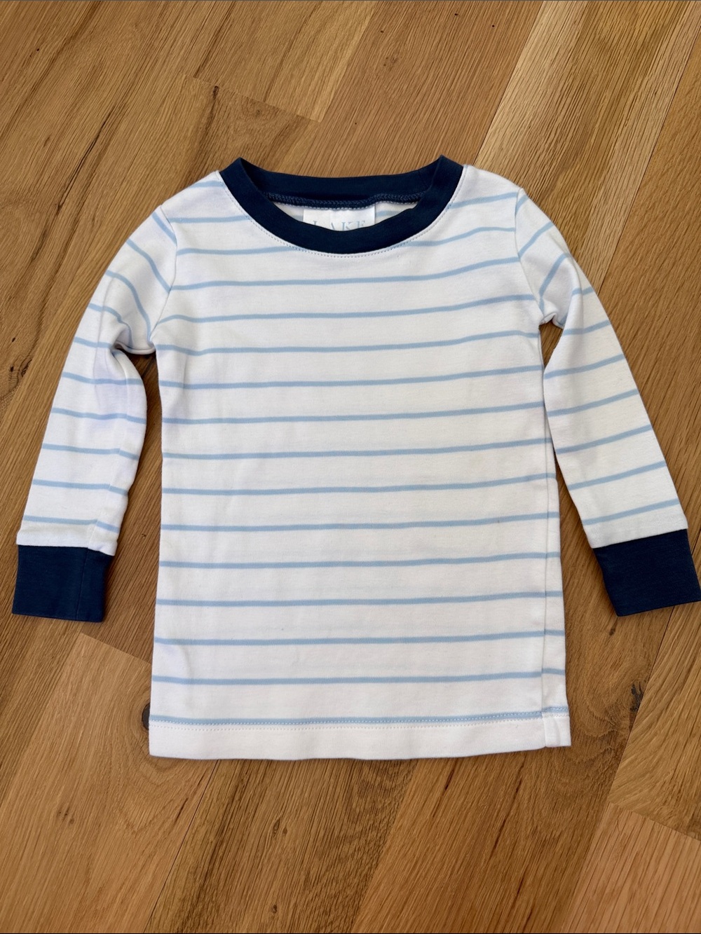 Lake Blue and White Striped Pajama Top